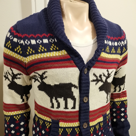 💎🇬🇧 O'Hanlon Mills Deer Shawl Cardigan - Picture 2 of 11